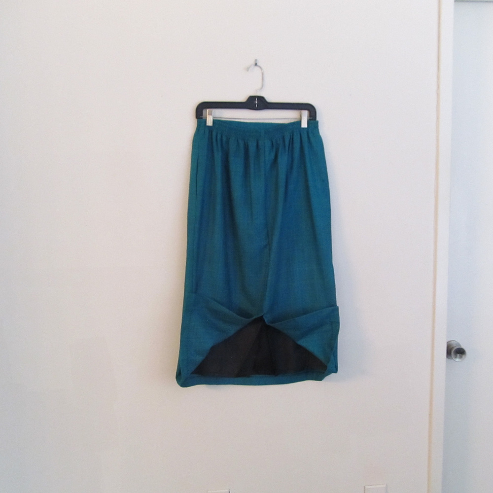 Bonnie Durant teal raw silk skirt - Picture 4 of 4